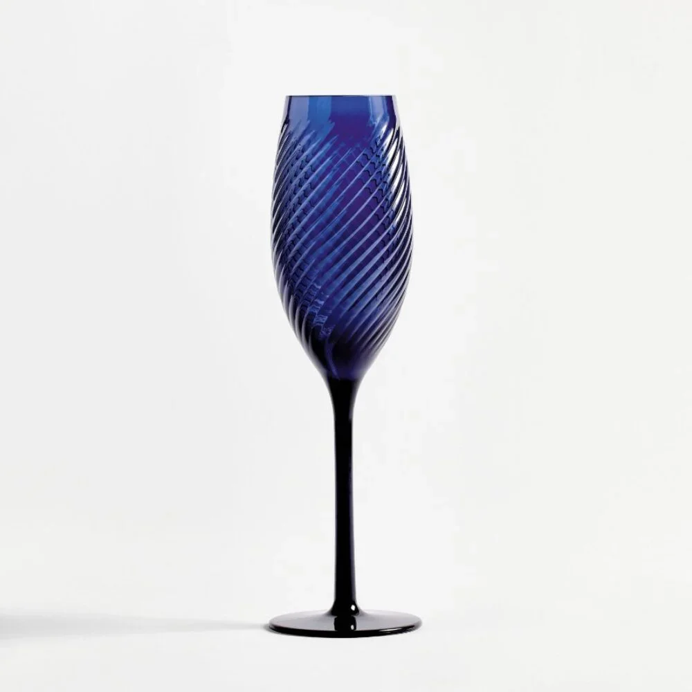 Monique Lhuillier Campania Outdoor Champagne Flutes Blue Set of 4
